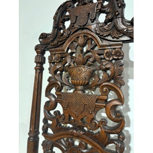 Carolean Carved Oak High Back Chair