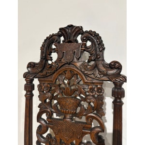 Carolean Carved Oak High Back Chair