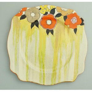 A lovely antique Art Deco Clarice Cliff Bizarre Lydiat Leda pottery Plate c.1930