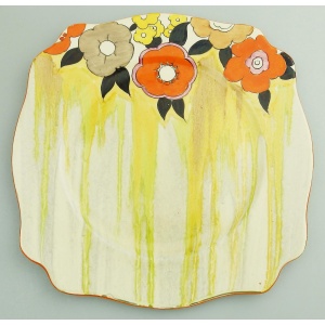 A lovely antique Art Deco Clarice Cliff Bizarre Lydiat Leda pottery Plate c.1930