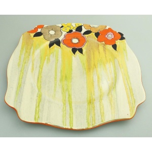 A lovely antique Art Deco Clarice Cliff Bizarre Lydiat Leda pottery Plate c.1930