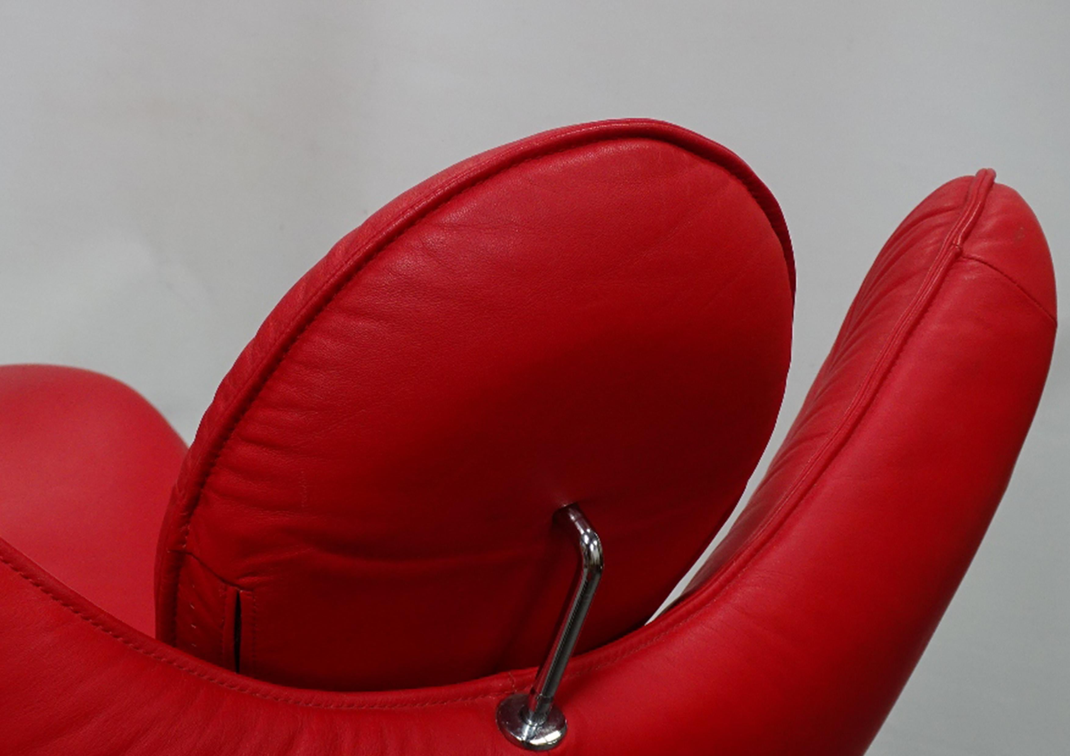 De Sede DS 151 Red Leather & Steel Jane Worthington Designer Chaise Lounge