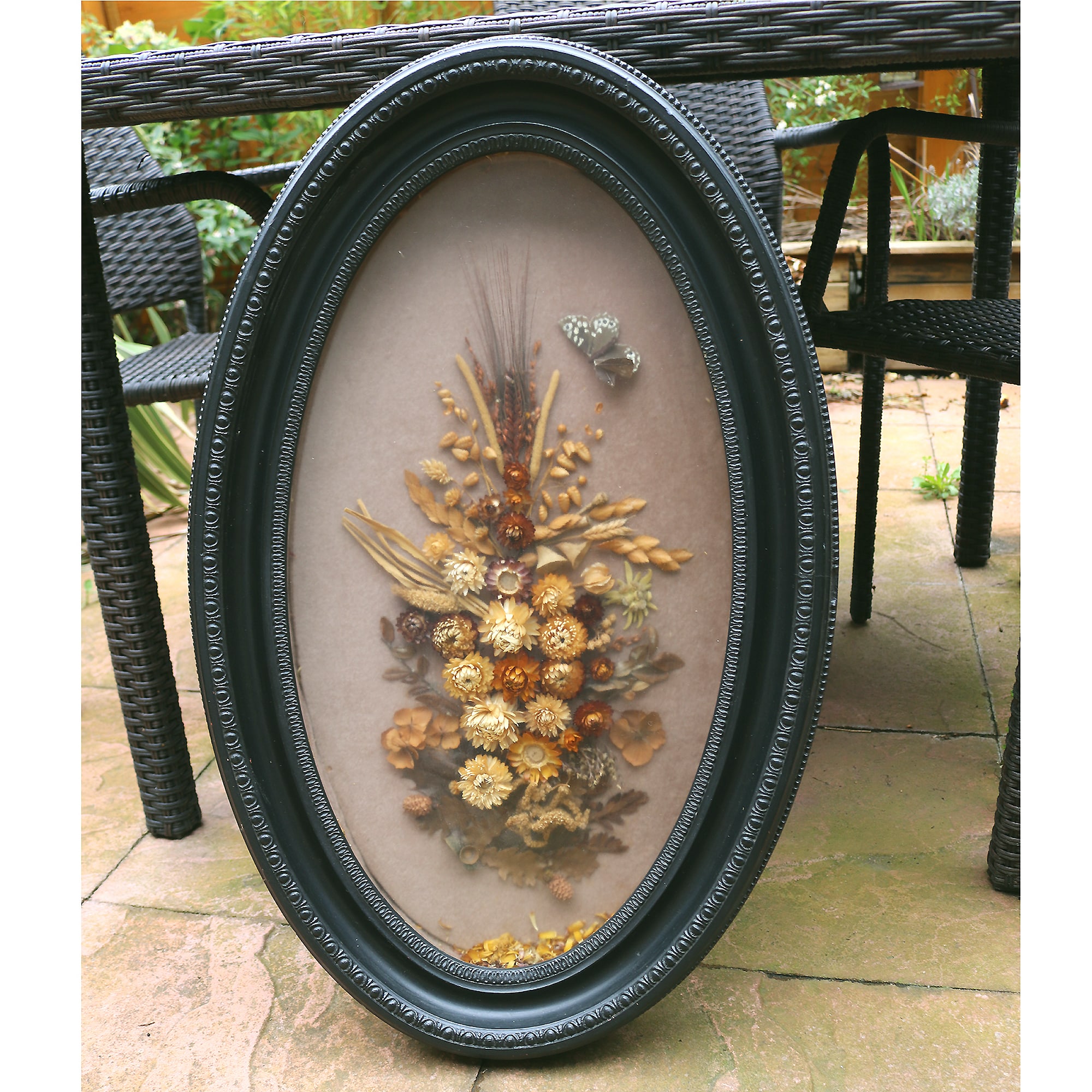 A rare and large antique Victorian framed handmade Flower diorama 75cm C.19thC