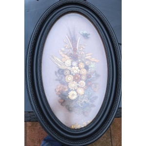 A rare and large antique Victorian framed handmade Flower diorama 75cm C.19thC