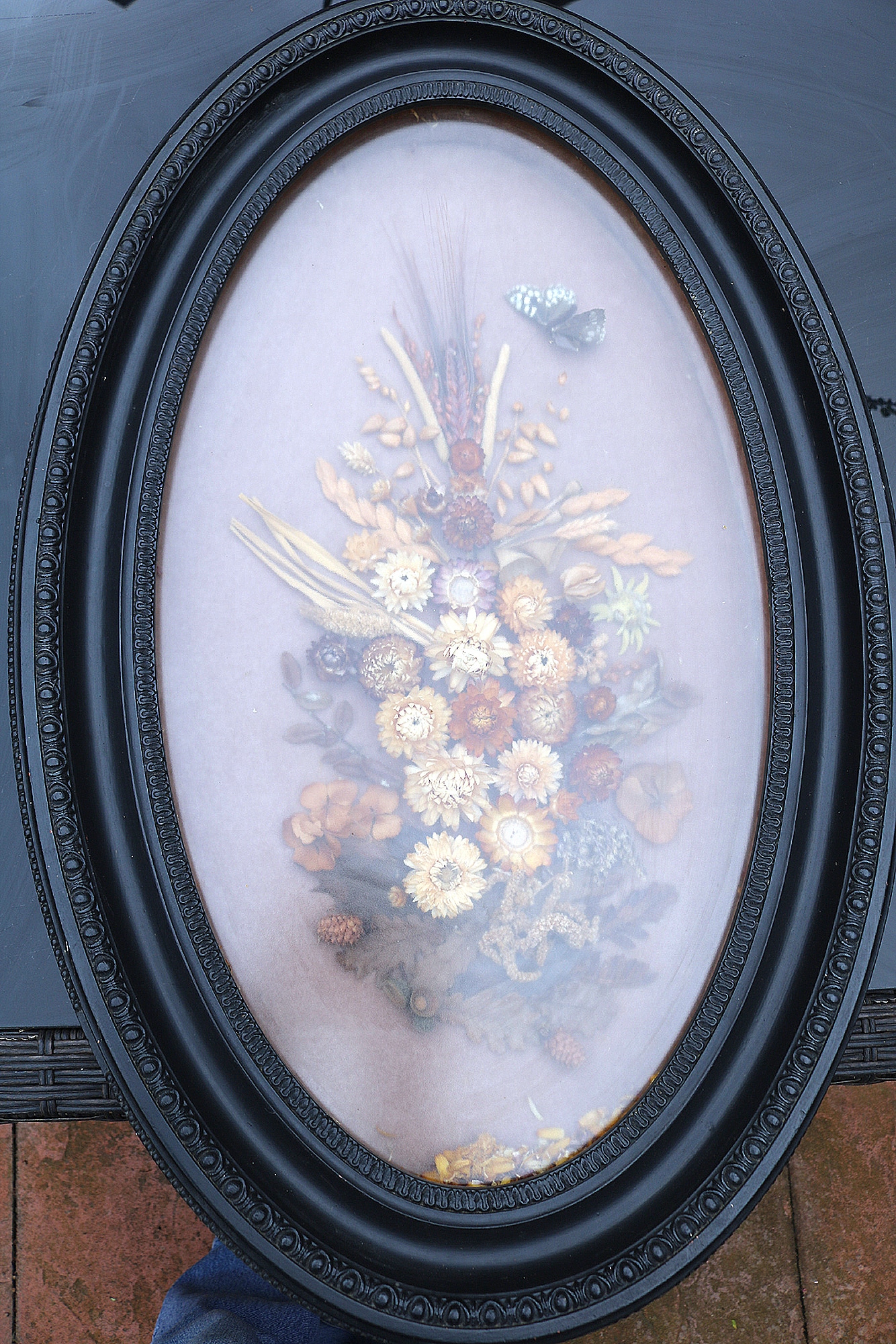 A rare and large antique Victorian framed handmade Flower diorama 75cm C.19thC