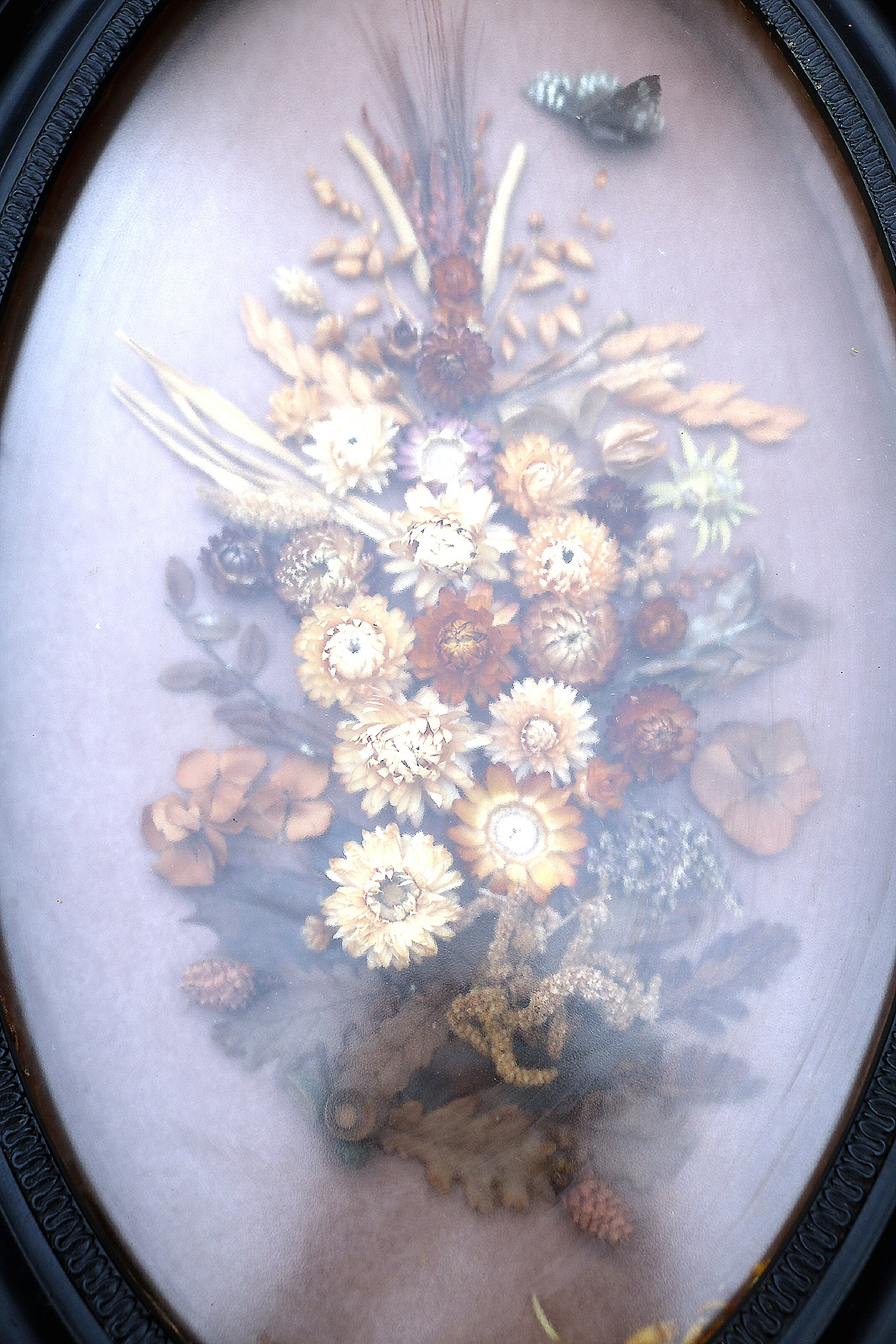 A rare and large antique Victorian framed handmade Flower diorama 75cm C.19thC