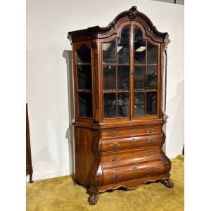 Dutch Mahogany 19th Century Bombe Display Cabinet