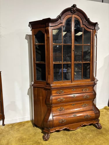 Dutch Mahogany 19th Century Bombe Display Cabinet