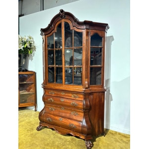 Dutch Mahogany 19th Century Bombe Display Cabinet