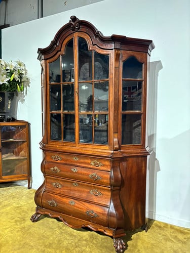 Dutch Mahogany 19th Century Bombe Display Cabinet