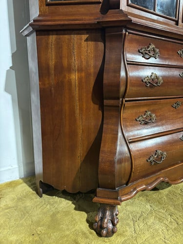 Dutch Mahogany 19th Century Bombe Display Cabinet