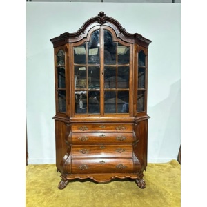 Dutch Mahogany 19th Century Bombe Display Cabinet