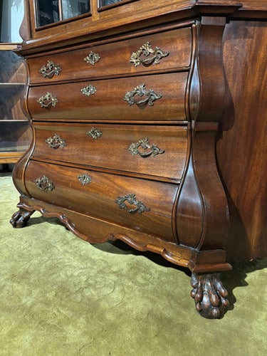 Dutch Mahogany 19th Century Bombe Display Cabinet