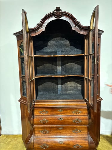 Dutch Mahogany 19th Century Bombe Display Cabinet