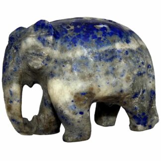 An antique vintage blue stone probably lapis lazuli carved Elephant 3.5" C.20thC