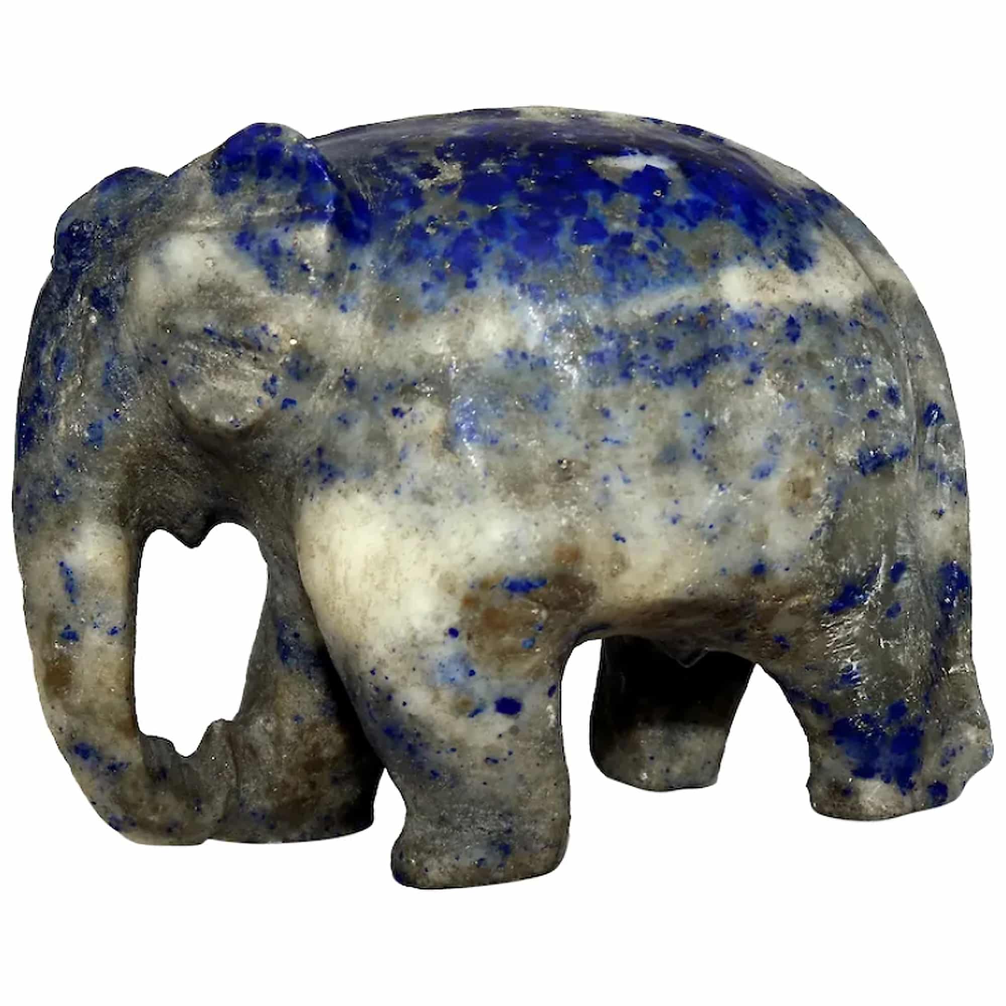An antique vintage blue stone probably lapis lazuli carved Elephant 3.5" C.20thC