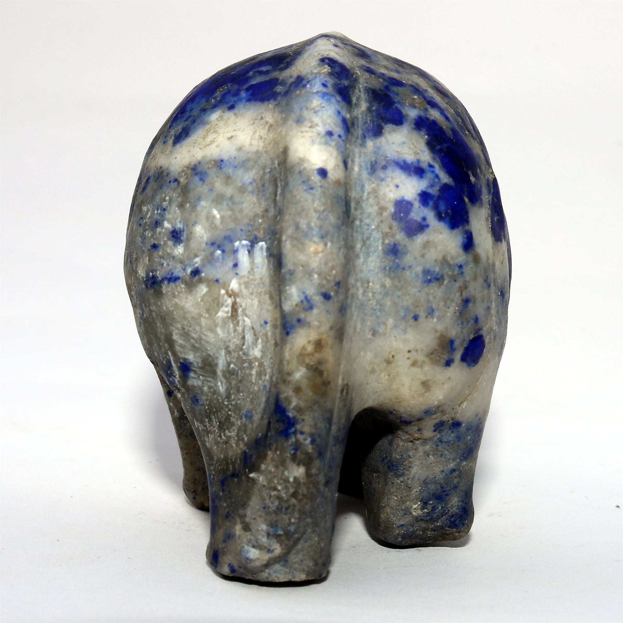 An antique vintage blue stone probably lapis lazuli carved Elephant 3.5" C.20thC