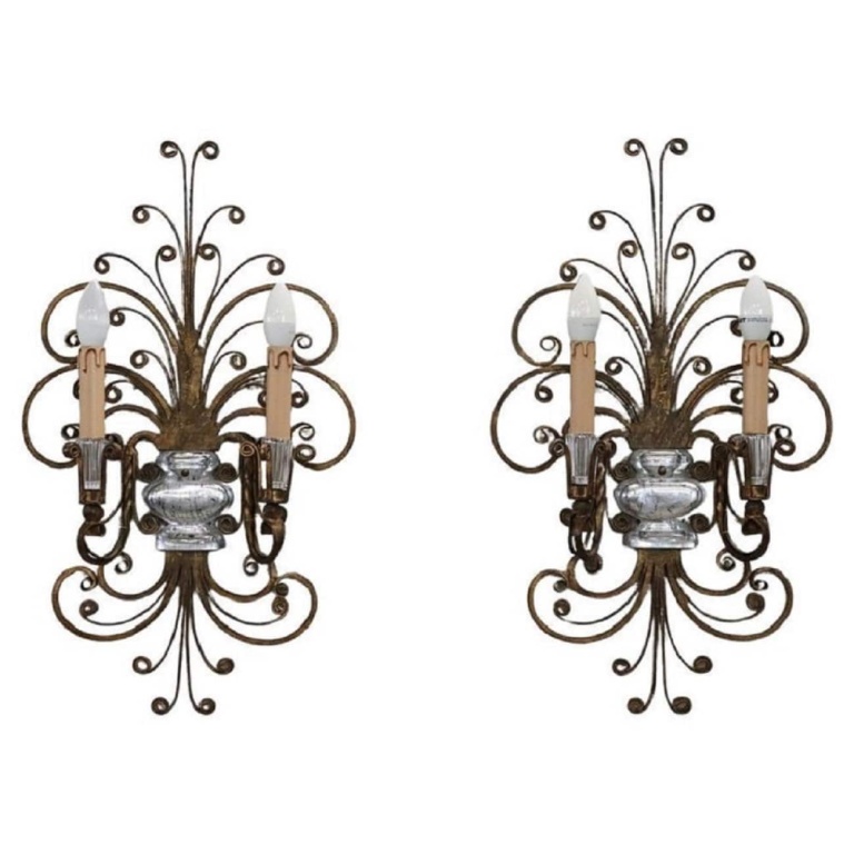 Sconces Attributed To Maison Baguès, 1950s