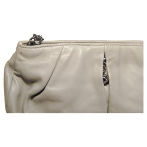 Chanel Grey Lambskin Pleated Hand Bag With Ruthenium-Finish Chain Link Straps