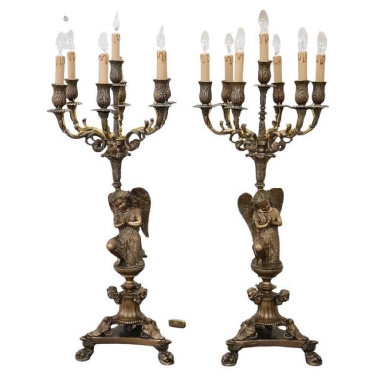 Antique Bronze Table Candelabras