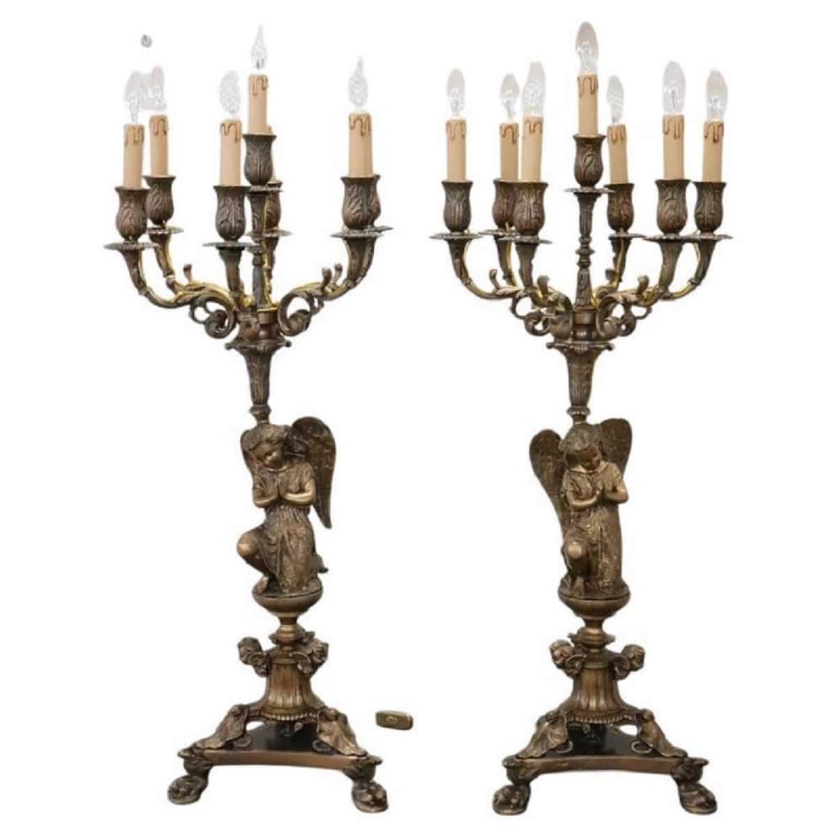 Antique Bronze Table Candelabras