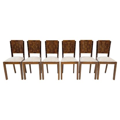 Six Art Dèco Italian Walnut Dining Chairs, 1940s