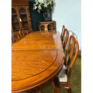 Chinese Rosewood Dining Room Table & Eight Chairs