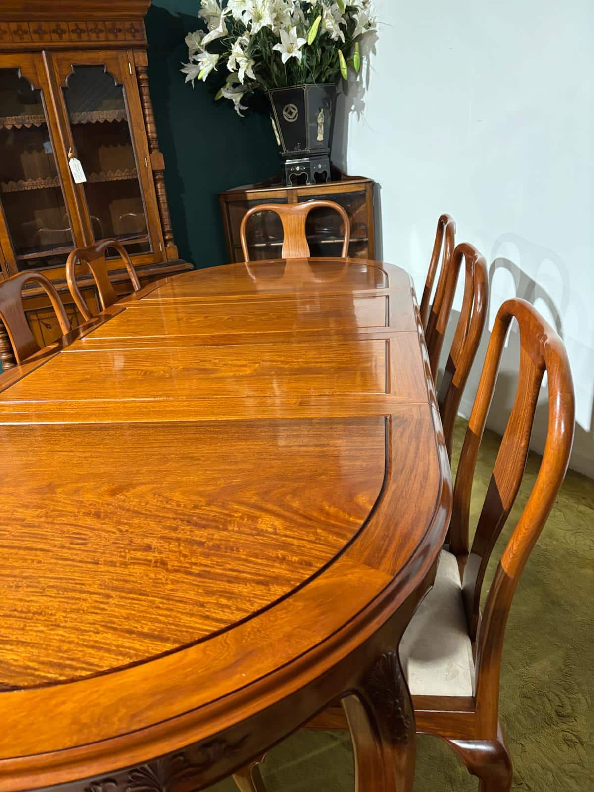 Chinese Rosewood Dining Room Table & Eight Chairs