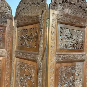 Antique Hand Crafted Walnut Four Folded Cashmere Screen