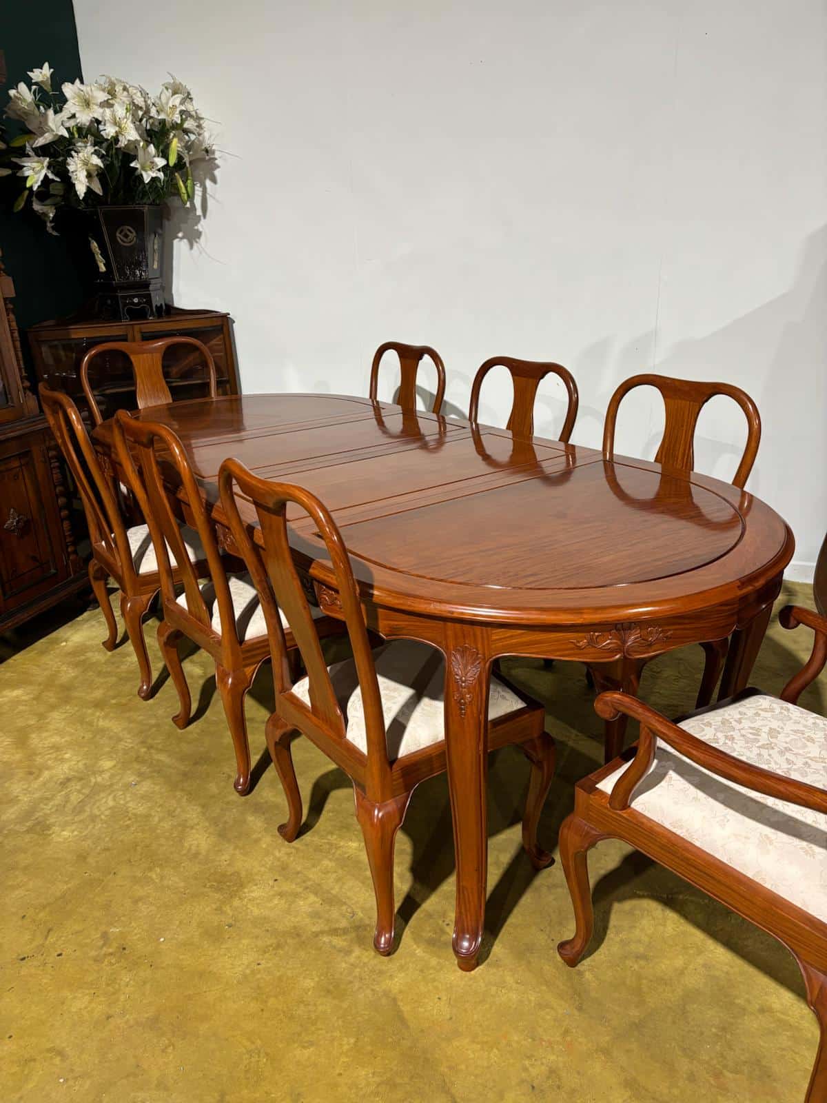 Chinese Rosewood Dining Room Table & Eight Chairs