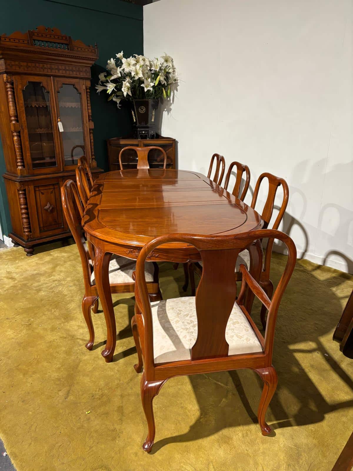 Chinese Rosewood Dining Room Table & Eight Chairs