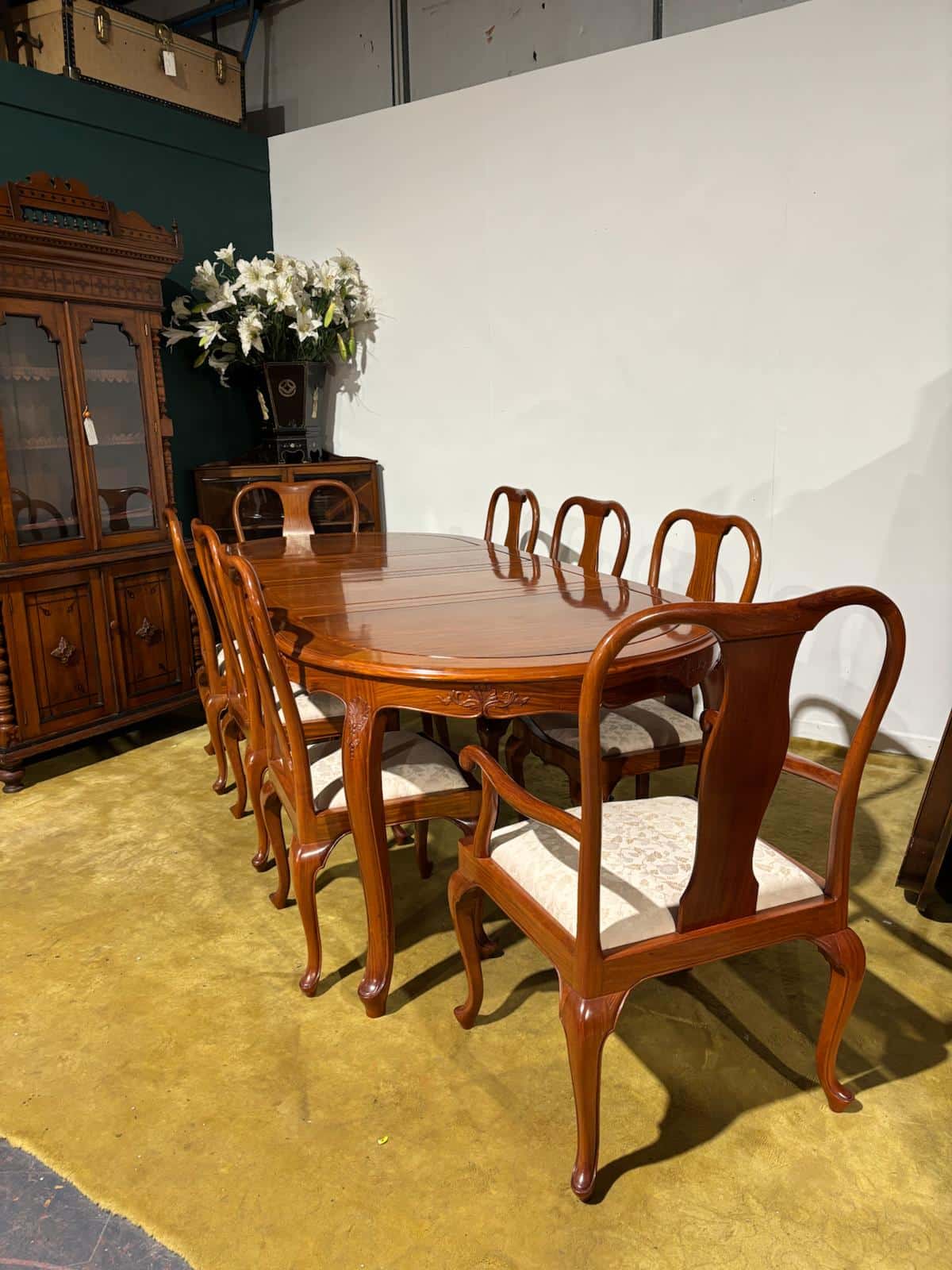 Chinese Rosewood Dining Room Table & Eight Chairs