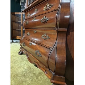 Dutch Mahogany 19th Century Bombe Display Cabinet