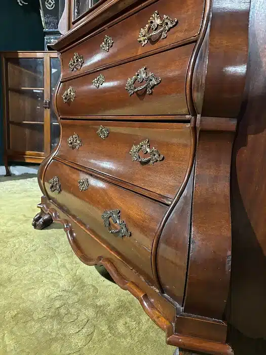 Dutch Mahogany 19th Century Bombe Display Cabinet