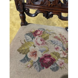 Carolean Carved Oak High Back Chair