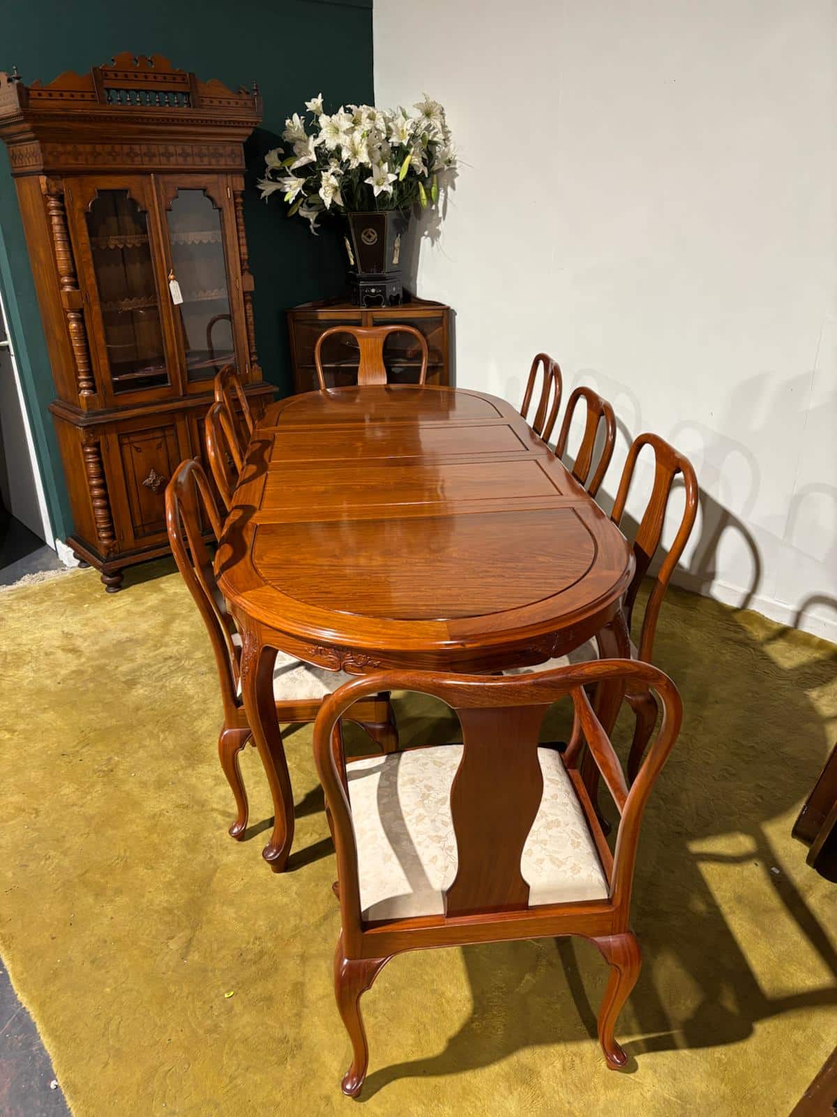 Chinese Rosewood Dining Room Table & Eight Chairs