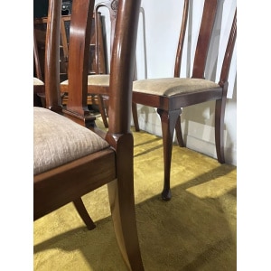 Set Of Four Mahogany Queen Anne Style Dining Chairs