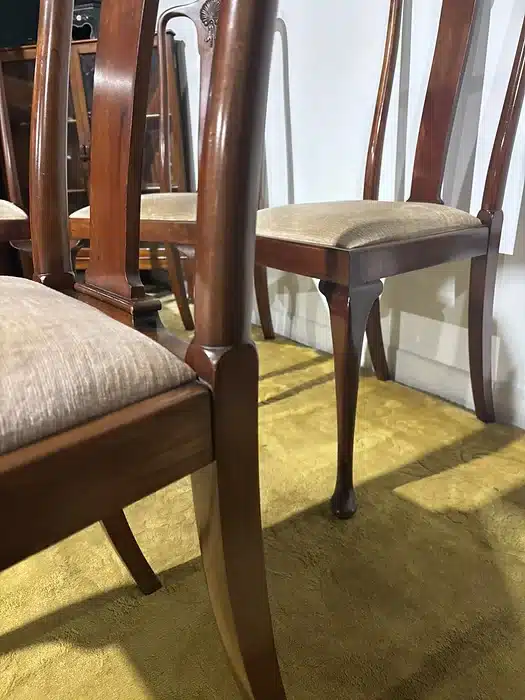 Set Of Four Mahogany Queen Anne Style Dining Chairs