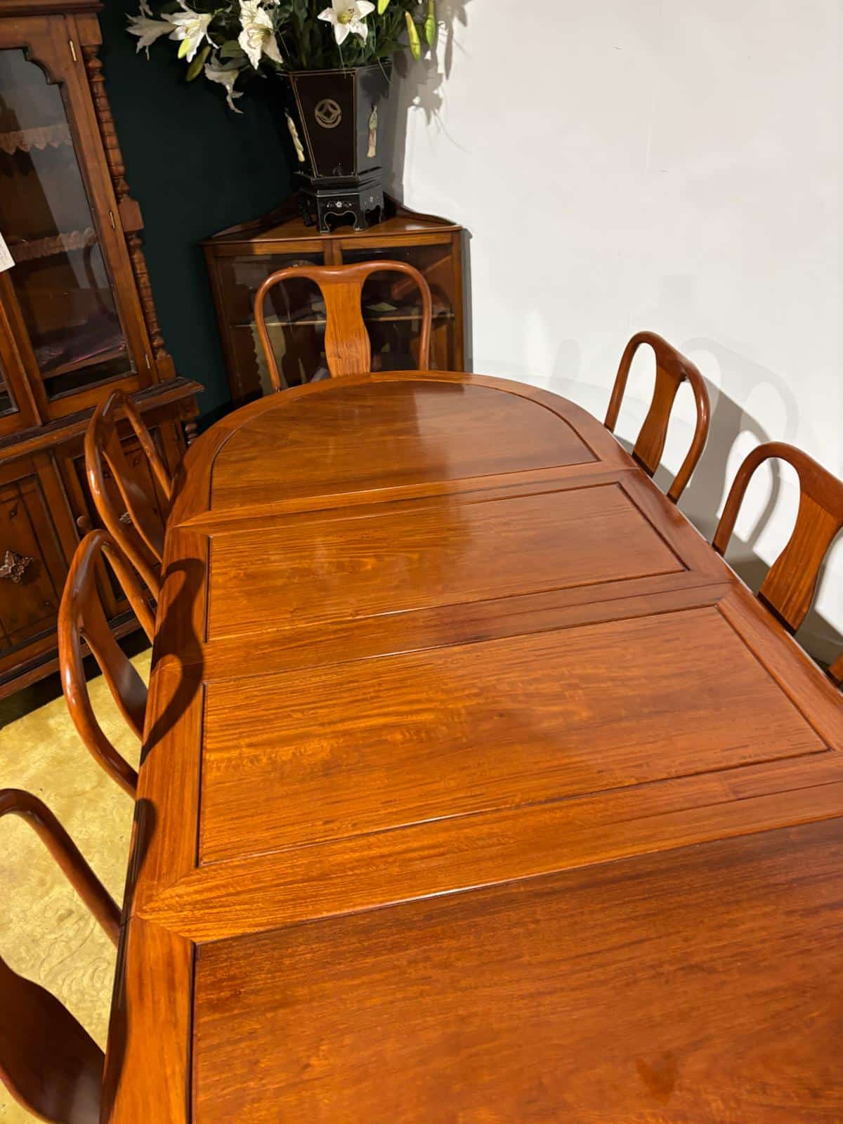 Chinese Rosewood Dining Room Table & Eight Chairs