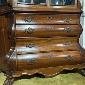 Dutch Mahogany 19th Century Bombe Display Cabinet