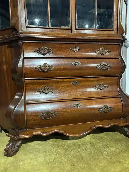 Dutch Mahogany 19th Century Bombe Display Cabinet