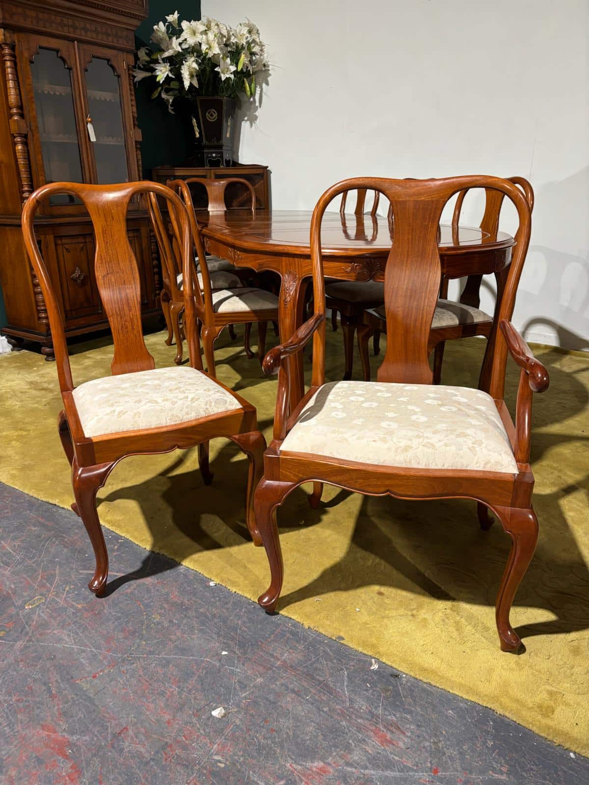 Chinese Rosewood Dining Room Table & Eight Chairs