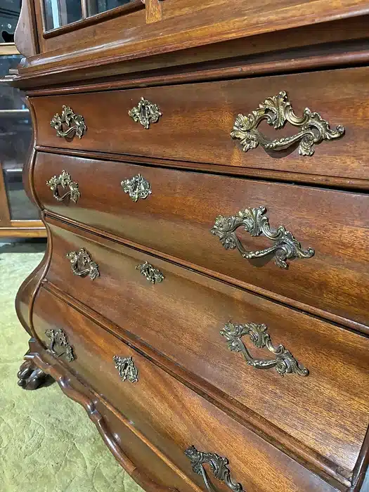 Dutch Mahogany 19th Century Bombe Display Cabinet
