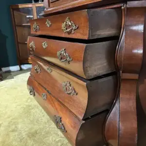 Dutch Mahogany 19th Century Bombe Display Cabinet