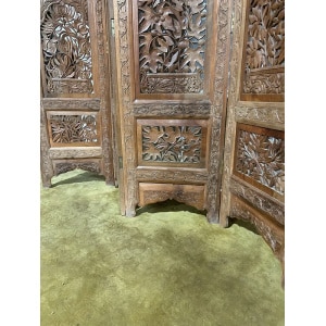 Antique Hand Crafted Walnut Four Folded Cashmere Screen
