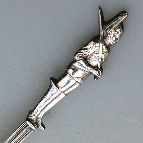 An extremely rare English solid silver novelty Royal Guard Military Spoon 1920+
