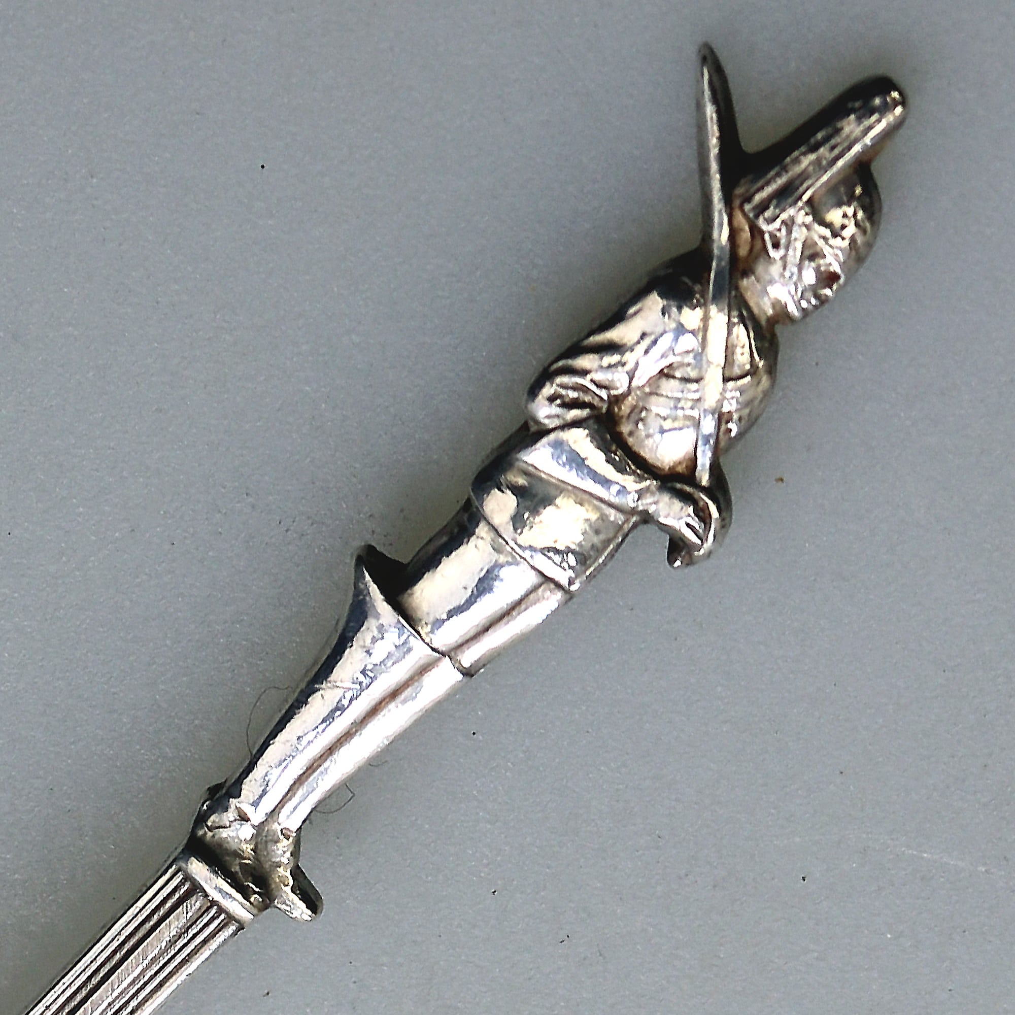 An extremely rare English solid silver novelty Royal Guard Military Spoon 1920+