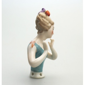 A good antique European hand-painted porcelain arms away half doll C.early 20thC