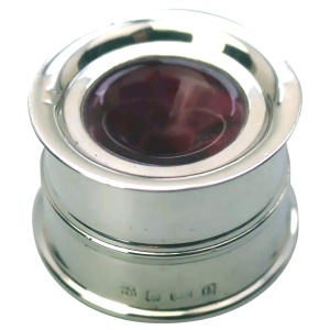An attractive & good antique English solid silver & cranberry Inkwell C.1904