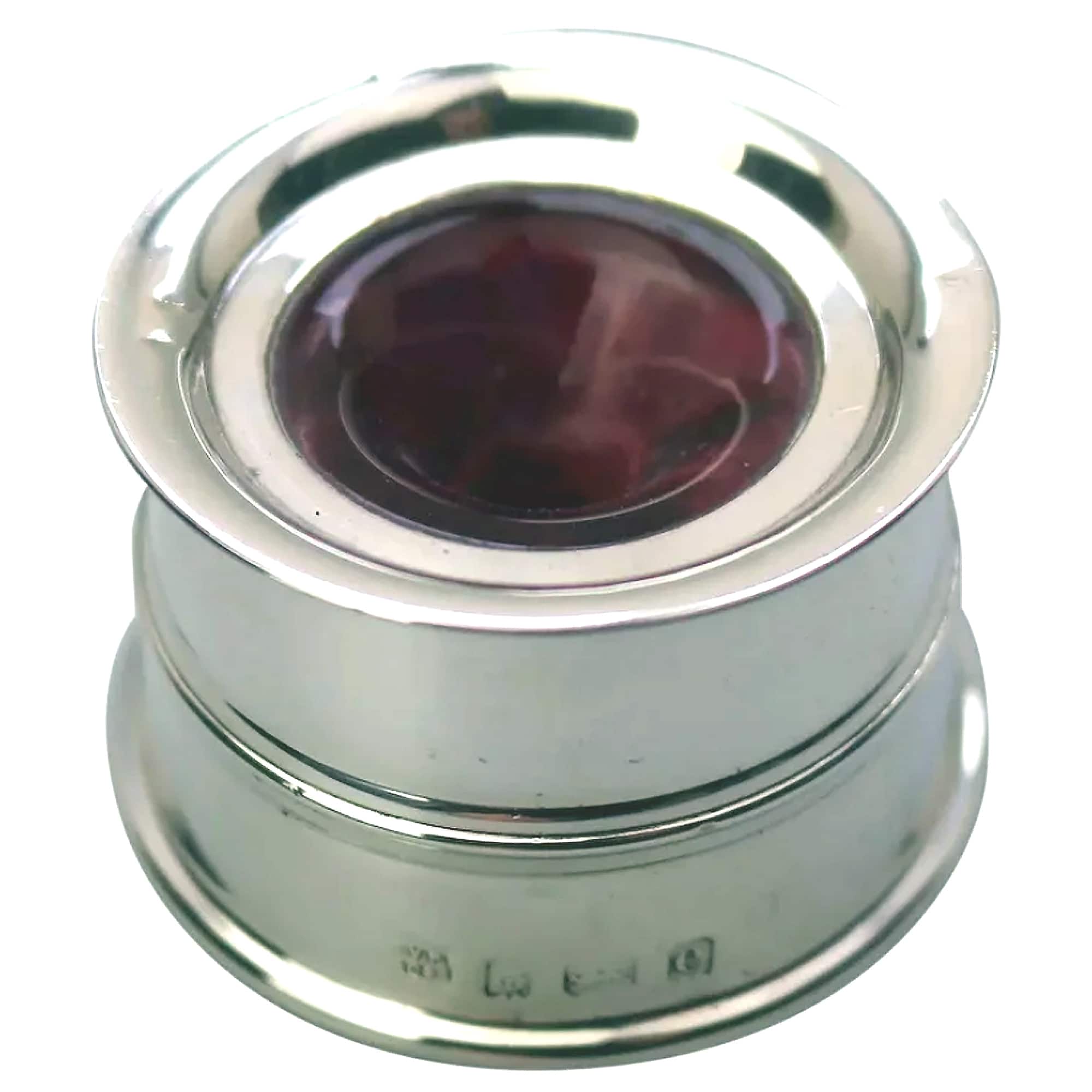 An attractive & good antique English solid silver & cranberry Inkwell C.1904